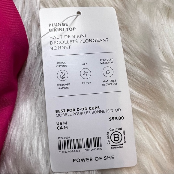 Athleta Plunge Bikini Top. Size Medium. Best For D-DD Cups. New With Tags. - Picture 8 of 10